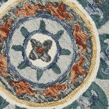4' Green And Ivory Wool Hand Hooked Round Rug
