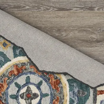 4' Green And Ivory Wool Hand Hooked Round Rug