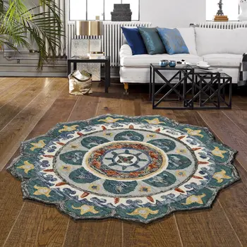 6' Green And Ivory Wool Hand Tufted Round Rug