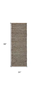 6' Natural and Gray Chevron Hand Woven Jute Runner Rug