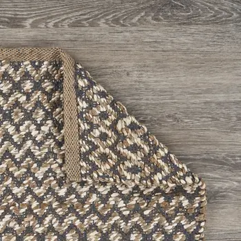 6' Natural and Gray Chevron Hand Woven Jute Runner Rug