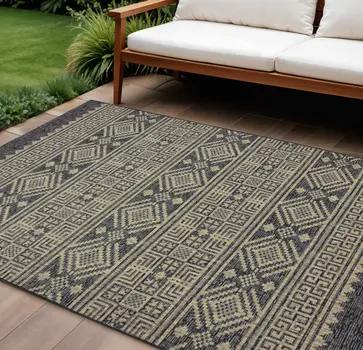 8' X 10' Brown And Black Indoor Outdoor Area Rug