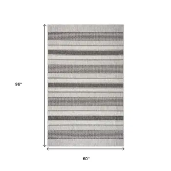 5' X 8' Gray And Black Indoor Outdoor Area Rug