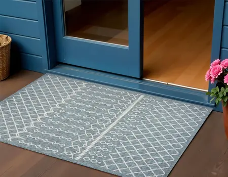 3' X 5' Blue And Gray Indoor Outdoor Area Rug