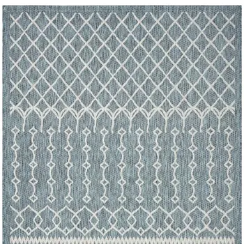 5' X 8' Blue And Gray Indoor Outdoor Area Rug