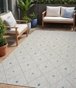 5' X 8' Blue And Gray Indoor Outdoor Area Rug