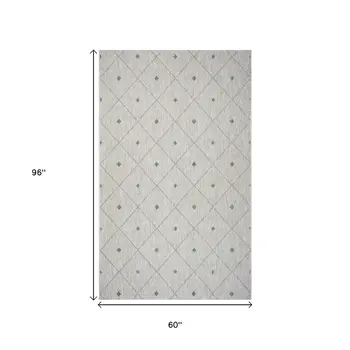 5' X 8' Blue And Gray Indoor Outdoor Area Rug