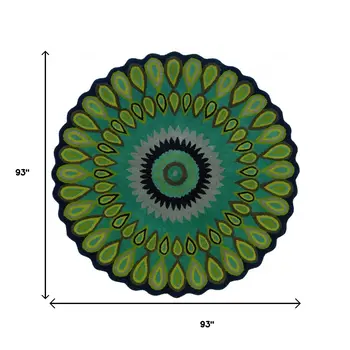 8' Green Wool Hand Tufted Round Rug
