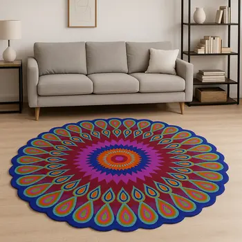 8' Pink Wool Hand Tufted Round Rug