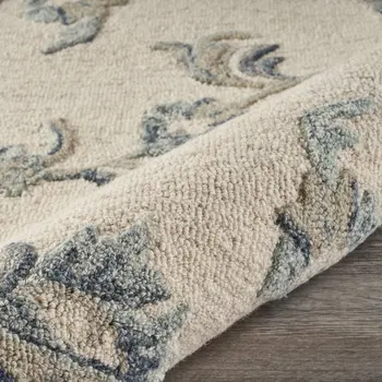 7' X 9' Light Blue Wool Hand Tufted Area Rug
