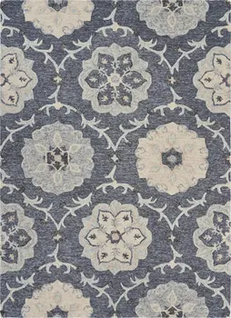 5' X 7' Blue And Gray Wool Hand Tufted Area Rug