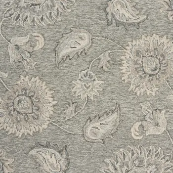7' Gray Round Wool Hand Tufted Area Rug