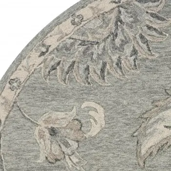 7' Gray Round Wool Hand Tufted Area Rug