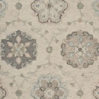 5' Blue And Ivory Round Wool Hand Tufted Area Rug
