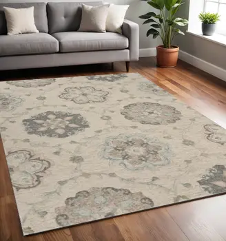 5' X 7' Blue And Ivory Wool Hand Tufted Area Rug