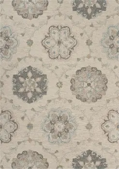7' X 9' Blue And Ivory Wool Hand Tufted Area Rug