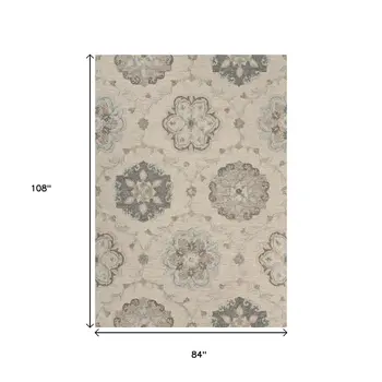7' X 9' Blue And Ivory Wool Hand Tufted Area Rug
