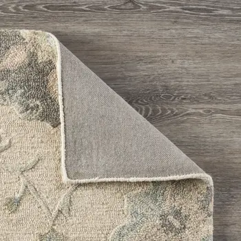 7' X 9' Blue And Ivory Wool Hand Tufted Area Rug