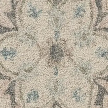 7' X 9' Blue And Ivory Wool Hand Tufted Area Rug