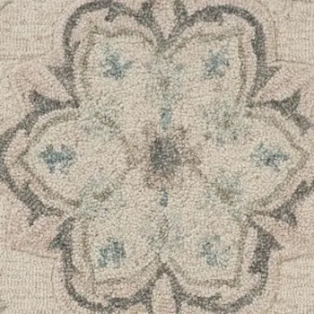 7' X 9' Blue And Ivory Wool Hand Tufted Area Rug