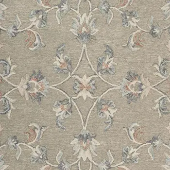 5' Gray Round Wool Hand Tufted Area Rug