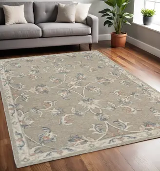 5' X 7' Gray Wool Hand Tufted Area Rug