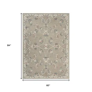 5' X 7' Gray Wool Hand Tufted Area Rug