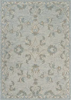 5' X 7' Blue And Ivory Wool Hand Tufted Area Rug