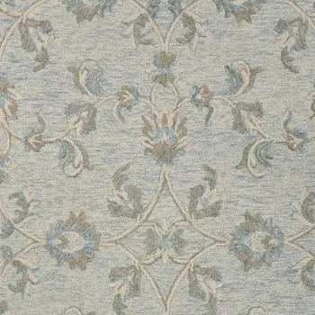 5' X 7' Blue And Ivory Wool Hand Tufted Area Rug