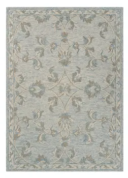 7' X 9' Blue And Ivory Wool Hand Tufted Area Rug