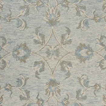 7' X 9' Blue And Ivory Wool Hand Tufted Area Rug