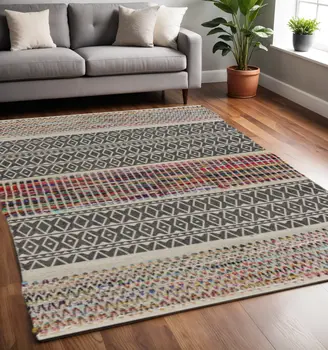5' X 7' Colorful Traditional Chindi Area Rug