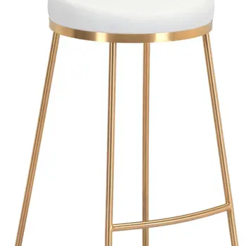 Set of Two 31" White And Gold Steel Backless Bar Height Bar Chairs