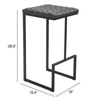 30" Gray And Black Steel Backless Bar Height Bar Chair