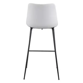 31" White And Black Steel Low Back Bar Height Bar Chair