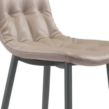 Set of Two 30" Taupe And Black Steel Low Back Bar Height Bar Chairs