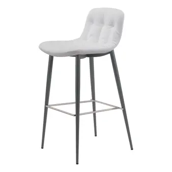 Set of Two 30" White And Black Steel Low Back Bar Height Bar Chairs