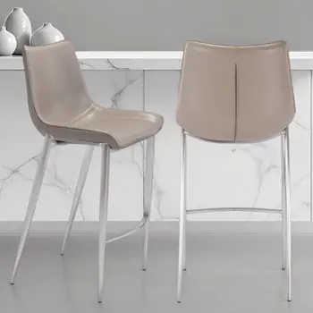 Set of Two 30" Gray And Silver Steel Low Back Bar Height Bar Chairs