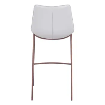 Set of Two 30" White And Brown Steel Low Back Bar Height Bar Chairs