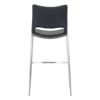 Set of Two 29" Black And Silver Steel Low Back Bar Height Bar Chairs