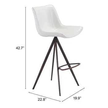 Set of Two 29" White And Black Steel Low Back Bar Height Bar Chairs