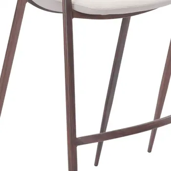 Set of Two 29 " Beige And Brown Steel Low Back Bar Height Bar Chairs