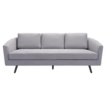 79" Gray Polyester Sofa With Black Legs