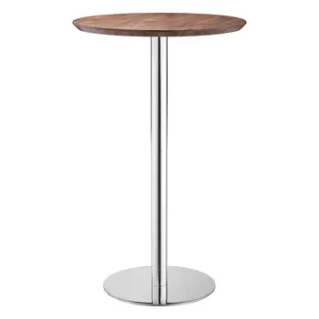 26" Brown and Silver Rounded Stainless Steel Bar Table