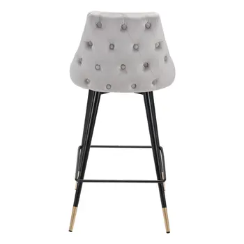 26" Gray And Black Steel Low Back Counter Height Bar Chair