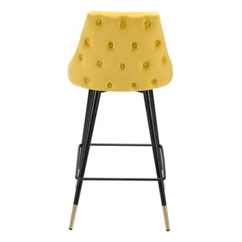 26" Yellow And Black Steel Low Back Counter Height Bar Chair
