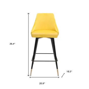 26" Yellow And Black Steel Low Back Counter Height Bar Chair
