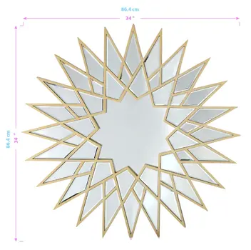 34" Gold Sunburst Metal Framed Accent Mirror