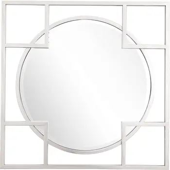 33" Silver Square Metal Framed Accent Mirror