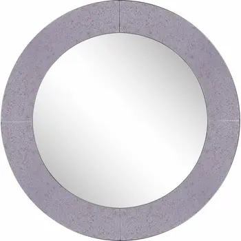 30" Gray Round Glass Framed Accent Mirror